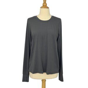 Spanx Soft Spot Wrap Top Gray Long Sleeve Thumbholes Open Back Athleisure Size M